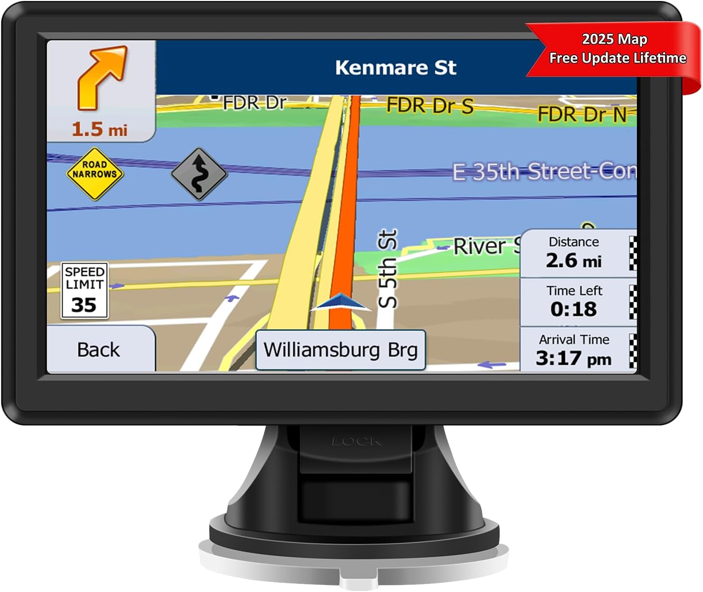 7 inch Sat Nav, Car GPS Navigation System for Trucks, with UK and Europe Maps, Lifetime Free Updates, Support Postcode Search and Voice Guidance, Speed Camera Alert, Lane Guidance Assist, POI