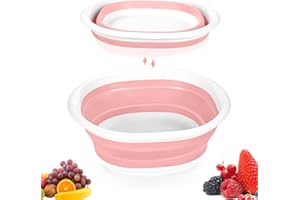 KINWODON Collapsible Washing Up Bowl, 4L Folding Hand Wash Basin Portable Camping Washing Up Bowl Wash Basin for Kitchen Outdoor Travel Camping Hiking Pink