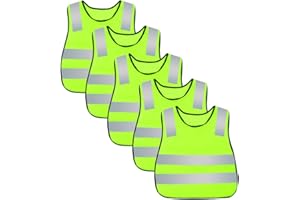 AIEOE Gilet di Sicurezza per Bambini Gilet Riflettenti Ad Alta visibilità Gilet in Velcro per Corsa Ciclismo Jogging 5/10/15/20 Pezzi