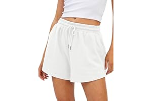 BUHIM Shorts Damen Sommer Sport Shorts Lässige Kurze Hose Baumwolle High Waist Running Shorts Gym Fitness Shorts Kurz Sporthose Jogginghose