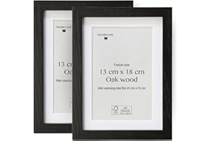 Framelane Set de 2 marcos 13x18 de roble negros, marco para cuadros elegante, de excelente acabado, hecho con madera certificada FSC ecosostenible, incluye caballete y enganches metálicos