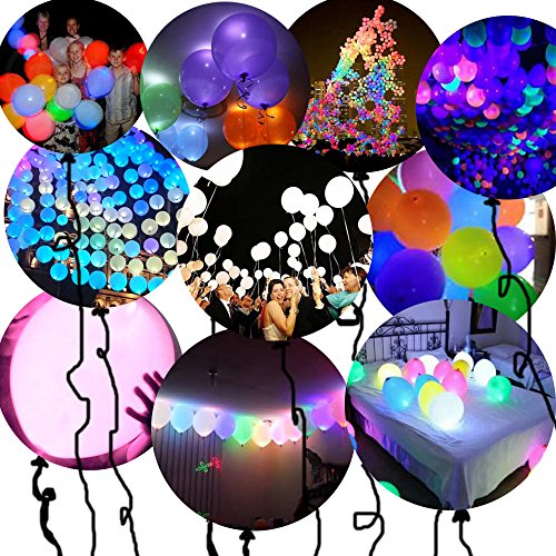 WEISLI LED Leuchtende Luftballons Blinkende Party Weihnachten Ballons 24 Stück – Gemischte Farbe mit Ribbon für Geburtstag Hochzeit Festival Party - 6
