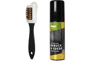 Kaps Ammorbidente e Ripristina Colore per Pelle Pelle Scamosciata e Nabuk di Tutti i Colori con Spugna applicatore e Spazzola per Scarpe con 4 Lati; Balsamo per Scarpe, Borse, Pelle-75 ml(2.53 fl.Oz)