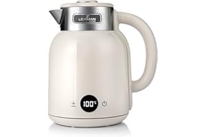 LEHMANN Torino Czajnik elektryczny z regulacją temperatury 40-100°C, 1,5 l, funkcja utrzymania ciepła, szybkie nagrzewanie, wyświetlacz LED, stal nierdzewna, automatyczne wyłączanie