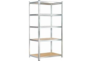 Sour Lemon Lagerregal verzinkt belastbar bis 875 kg - Maße: 180 x 90 x 40 cm, Regale Kellerregal Steckregal Werkstattregal Schwerlastregal (Silber, 1-BYA)