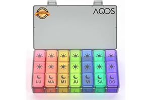 AQOS Pastillero Semanal 3 Tomas - Organizador Medicamentos - Pastillero Diario - Pastillero Mensual - Pastilleros Semanales 3 Tomas - Pill Box - Caja Pastillas Medicina - Estuche Pastillero - En Español