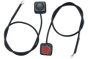 Powice 2 x przełącznik taktowy z samoprzylepną tylną stroną, 12 V/24 V, przełącznik przyciskowy z kablem 30 cm, konwersja 12 V/24 V, mini przycisk do sterowania urządzeniami elektronicznymi