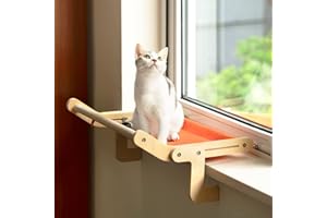 MEWOOFUN Hamaca Gato Ventana | Percha de la Ventana del Gato | Cama Cat | Soportar hasta 18kg (Orange/Grey)