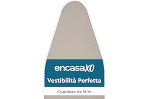 Encasa XO Housse Table à Repasser avec Feutre épaisseur 4 mm - Beige - Plain Couleurs Cotton, Elastic (Convient à la Norme Wide Boards of 125x46 cm) Réfléchissant à la Chaleur