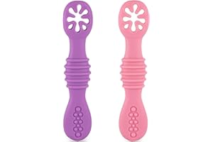 HOMYBABY® Cuilleres Bebe 1er Age - Cuillere Bébé Apprentissage en Silicone Alimentaire LFGB - Pre Cuillere DME bebe - Couverts Adaptés à la Dentition