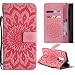 Produktbild KingSang Huawei Mate 10 Pro Lederhülle Sonnenblume Design Schutzhülle für Huawei Mate 10 Pro Handyhüllen Leder Hülle Handtasche Brieftasche Handbag Wallet Case Folio Cover mit 2 Kartenfach - Rose