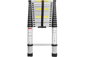 FEIDAK 2,6M/3,2M/3,8M/4,4M Alu-Teleskopleiter Aluminium Klappleiter Rutschfester Sicher Aluleiter Mehrzweckleiter Stehleiter Ausziehleiter Tragbar Leichte Leiter 150 kg Belastbarkeit