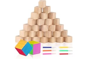 RVLZKCPG 500 piccoli Cubi Legno, 10x10x10mm Cubo Legno, Blocchi di Legno Naturale, Non Trattati, Cubi di Legno per Fai da Te, Arte e Artigianato