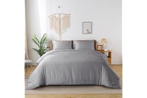 ‎BIENDO bienDo Bambus Bettwäsche 155 * 220, Grau, Vegane Seiden Bettbezug für Sommer und Winter, kühlend, Atmungsaktiv Bettdeckenbezug mit Reißverschluss, Weich Bettwaren Wie Ägyptische Baumwolle