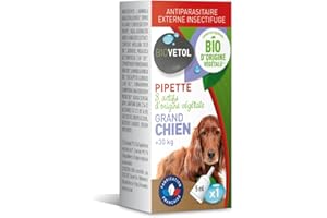 VETOBIOL Biovetol - Antiparasitaire - Pipette Grand Chien à l’unité Bio - 5ml