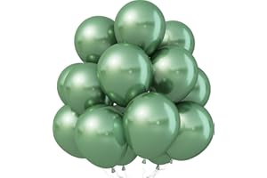 Jobkoo Metallic Green Balloons, 12Inch Chrome Dark Green Balloons 30Pcs Retro Sage Olive Green Metallic Party Balloons Hunter Green Chrome Helium Balloon for Jungle Birthday Graduation Wedding Decor