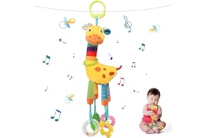 BelleStyle Baby Pram Pushchair Toys, Baby Sensory Toy, Clip On Car Seat Stroller Baby Activity Hanging Plush Soft Toys with Teething Game for Newborn Toddlers Boys Girls 3 6 9 12 18+ Months - Giraffe