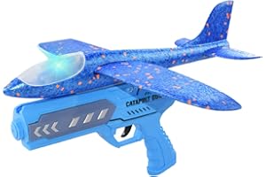 XiXiRan Avion en Mousse avec Lanceur, Jouet Avion Polystyrene, Avion Catapulte pour Enfants Garçons Filles Jeux de Plein Air Cadeau Anniversaire (Bleu)