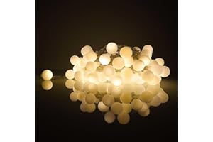 Luccika Home Catena Luminosa LED, Sfere Decorative 2 cm, 10 Metri, 8 Giochi di Luce, Telecomando, Timer, IP44 Interno/Esterno (Bianco Caldo)