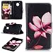 Produktbild Fine Finet Hülle für Motorola Moto G5, Leder Flip Case Rot Blume Muster Lederhülle Protective Cover Ledertasche Handyhülle Wallet Schutzhülle mit Standfunktion, Lotus Blumen