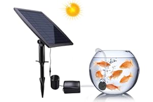 YUEHUAMECH Bomba de aire para acuario, oxigenador, aireador solar para estanque, bomba de aire solar, bomba de aire hidropónica con piedras de burbujas, oxigenador para patio, jardín, estanque de peces al aire