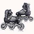 TRENDWAY TOYS 3 Wheel Inline Skates Skating Shoes for Boys and Girls Age 10 to 14 Years Liner Roller Skates for Kids with Skating Protection Kit Set, Size Large (Black)