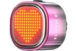 towild TL08 Luz Trasera de Bicicleta con Función de Bricolaje de Expresión,Luz Bici Trasera de Sincronización de Freno Sentido ON/Off Luces Bicicleta Trasera de Carga USB-C,30HR Tiempo de Autonomía