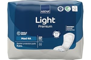 Abena Light Incontinence Pads, Eco-Labelled Women's Incontinence Pads Adults, Breathable And Comfortable With Fast Absorption And Protection, Light Maxi 4A, 1000ml, 8PK
