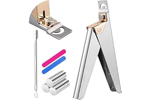 IUHFSIFS Upgade Acrylic Nail Cutter with Sizer Magnet【Sharp High Titanium Alloy Blade - SGS Certified】 Nail Clippers for Acrylic Nail【100% Accurate Measurement】 Manicure Salon Home, 15PCS,Silver