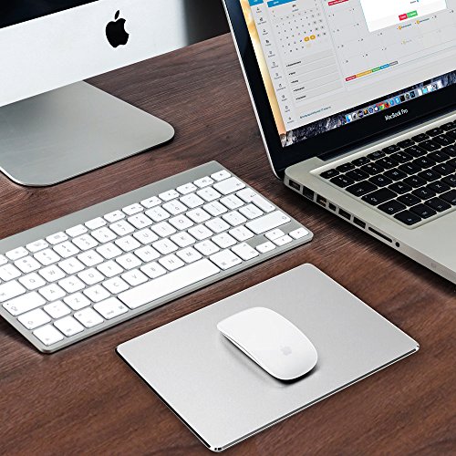 Gaming Maus Pad, jtdeal 3 mm Aluminium Metall Mousepad Mats mit wasserdichter Unterseite aus rutschfestem Gummi und Micro Sandstrahlung Oberfläche, Aluminium, für schnelle und präzise Kontrolle (Silber, 29,2 cm) - 2