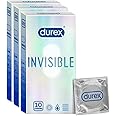 Durex Invisible Super Ultra Thin Condoms for Men – 10 Count Pack of 3