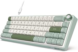 RK ROYAL KLUDGE R65 Wired Mechanical Keyboard with Knob, 60% Percent QMK/VIA US Layout RGB Backlit Gasket Mount Gaming Keyboard with PBT Keycaps, MDA Profile, 66 Keys Hot Swappable Cream Switch, Cyan