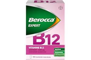 Berocca Expert Vitamine B12 Méthylcobalamine 1000 µg – Énergie, Réduction de la Fatigue, Système Nerveux et Immunitaire – Adapté aux végans et végétariens - 90 Comprimés