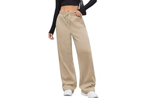CMTOP Joggers for Women UK Fleece Lined Sweatpants Wide Leg Trouser Elastic Waist Drawstring Lounge Pants Casual Cotton Sweatpant with Pockets for Sports Gym