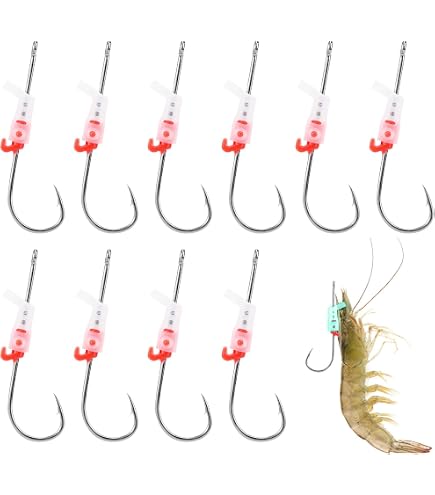 Hameçons Pour Crevettes Vivantes Avec élastique - Lot De 10 - Pour Pêche En Mer Et Eau Douce