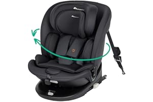 Bebeconfort RevolveFix 360 i-Size, Autositz 360 Drehbar, 0–12 Jahre, 40–150cm, ISOFIX Kindersitz, Top-Tether-Installation, 360°-Drehung, 6 Liegepositionen, 12 Kopfstützenpositionen, Full Black
