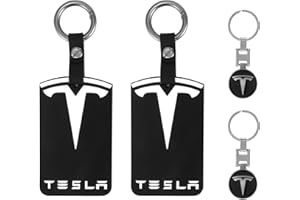 PZJFH 2PCS Card Key Holder For Tesla Model Y, Silicone Card Key Protector Cover with 2PCS Key Chains, Car Key Card Protective Case for Tesla Model 3 Model Y Accessories