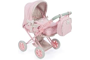 Diset La Nina Poussette pour poupée Violet Rose Fleur 37 x 65 x 44 cm