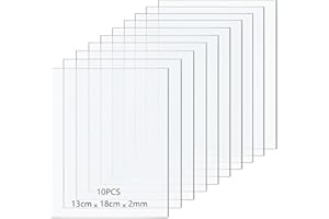 Taiyeestar 10 Pcs Clear Acrylic Sheets, 2mm Thick Clear Perspex Sheet, Transparent Plastic Sheet Acrylic Board, for Picture Frame Glass Replacement, Display Projects, Painting, DIY Craft (13 * 18cm)