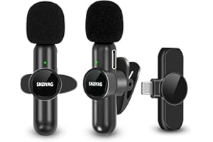SNZIYAG Lavalier Mikrofon Wireless für Android Telefon,kabelloses Plug-Play Mikrofon für Aufnahme,Live Streaming,YouTube,TikTok,Rauschunterdrückung,automatische Synchronisierung,Keine APP/USB-C