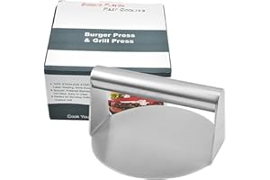 Yuzita Pressa per Hamburger in Acciaio Inossidabile, pressa per Hamburger Rotonda da 4,9 Pollici, Kit di Accessori per Barbecue Professionale, pressa per Barbecue per Griglie Piatte