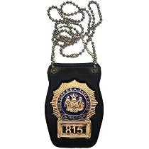 Insigne Détective Police New York 1690 - Réplique Avec étui Cuir - 7,5x5 Cm - Décoration Costume Ou Cadeau - 11