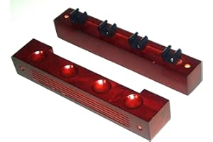 UNKNOWN Mahogany finish 2 peice wall cue rack, hols up to 4 cues