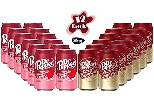 BLLU EYE Dr Pepper Variety Drink Can 355ml Cream soda (Pack Of 12 cans) & Strawberry Cream (Pack Of 12 cans)