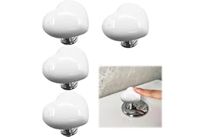 VNDKGN 4Pcs Toilet Flush Button,White Plastic Toilet Push Buttons Flush Replacement Pusher Heart Shaped Pattern Water Tank Creative Press for Home Bathroom Decor Women Long Nail,Rounded Surface Comfortable