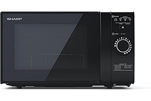 SHARP YC-GG02EB - Forno a microonde con grill, 700 W, 20 l, 3 livelli di potenza, funzione scongelamento, facile da pulire, colore: Nero
