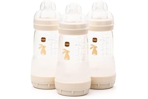 MAM Easy Start Anti-Colic Baby Bottles | 3 Pack (3 x 260) | Self-Sterilising Baby Milk Bottle | Medium Flow MAM Teats Size 2 | Newborn Essentials | Seashell (Various Designs)