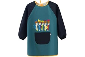 LOKXMVE Blouse de peinture pour enfant de 1ère classe pour garçon et fille - À partir de 6 ans - Imperméable - Avec grandes poches - Manches longues - Pour enfants de 7 à 12 ans - Pour l'école primaire - Pour