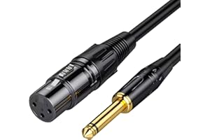 RJLLKD 2M XLR to 1/4 Jack Microphone Lead, 3Pin XLR Female to 6.35mm Jack TS Mono Mic Lead Mic Cord Audio Cable for Various Mixers Sound Cards Equalizers Speaker Condenser Mic Guitar Mixer AMP