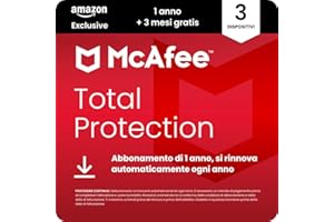 McAfee Total Protection - 3 dispositivo 2025, 15 mesi | Antivirus, VPN gestore delle password, software di sicurezza, monitoraggio dell'identità | Abbonamento con rinnovo automatico, Scarica